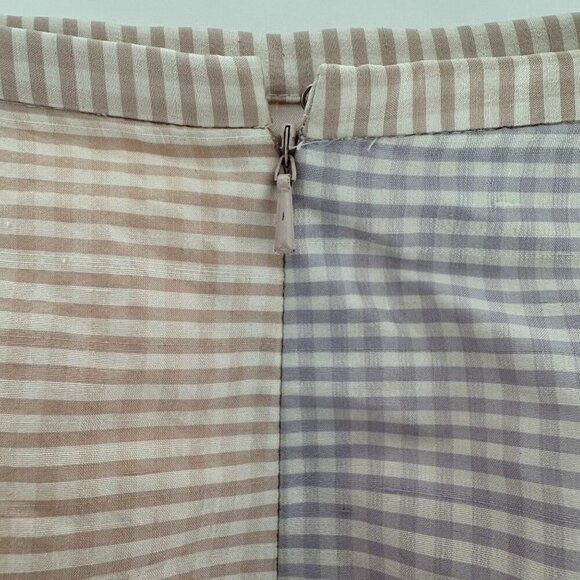 Maggy L Silk Patchwork Pencil Skirt Womens Size 12 Multicolor Gingham Pattern Mi - Picture 11 of 11